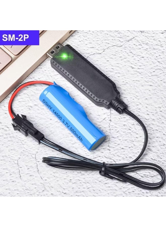 Peachjoy Battery Charger Cable USB Charging Cord, 3.6V 3.7V for LiPo Rechargeable Batteries, SM-2 Pin Plug, Compatible with RC Toys, Cars, Trucks, Tanks, Trains, Boats - Image 3
